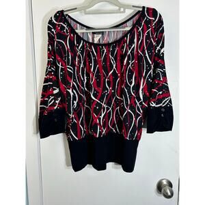 Y2K VTG Cropped Blouse Size 2XL Black Red Sequined Whimsigoth Office Siren